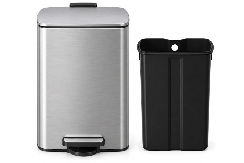 Poubelle couleur argentée 40 litres - Skoggio