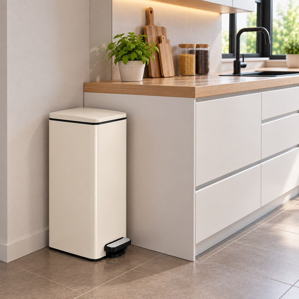 Poubelle beige 30 litres - Skoggio
