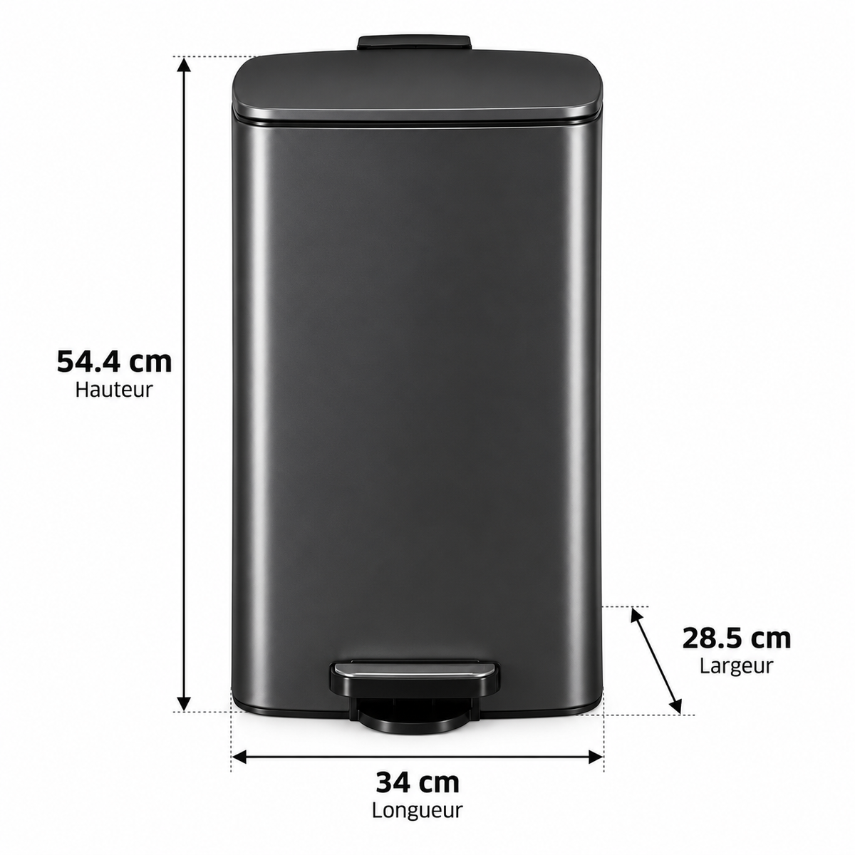 Poubelle 30 litres noire - Skoggio