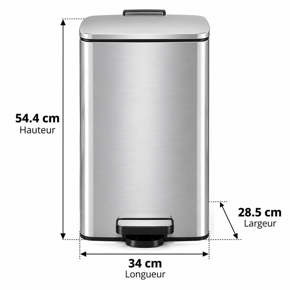 Poubelle couleur argent 30 litres - Skoggio