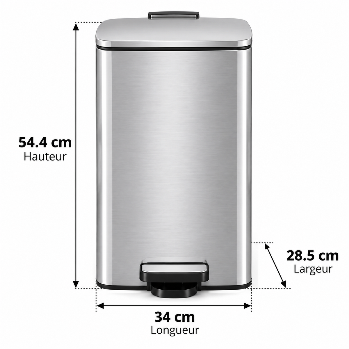 Poubelle couleur argent 30 litres - Skoggio