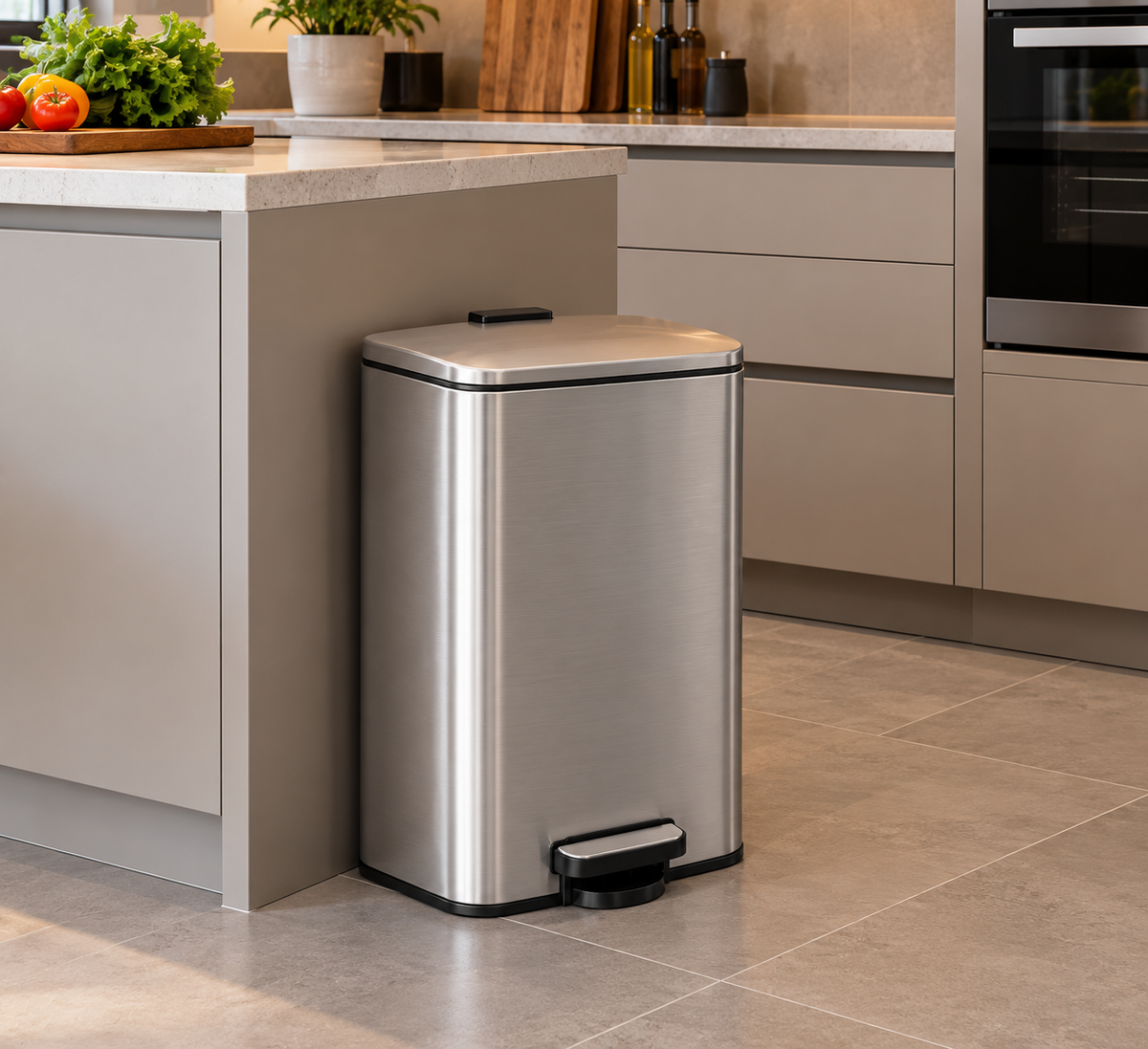 Poubelle couleur argentée 40 litres - Skoggio